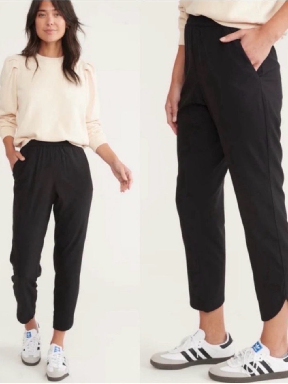 Marine Layer Black Cropped Tapered Pull-On Pants
